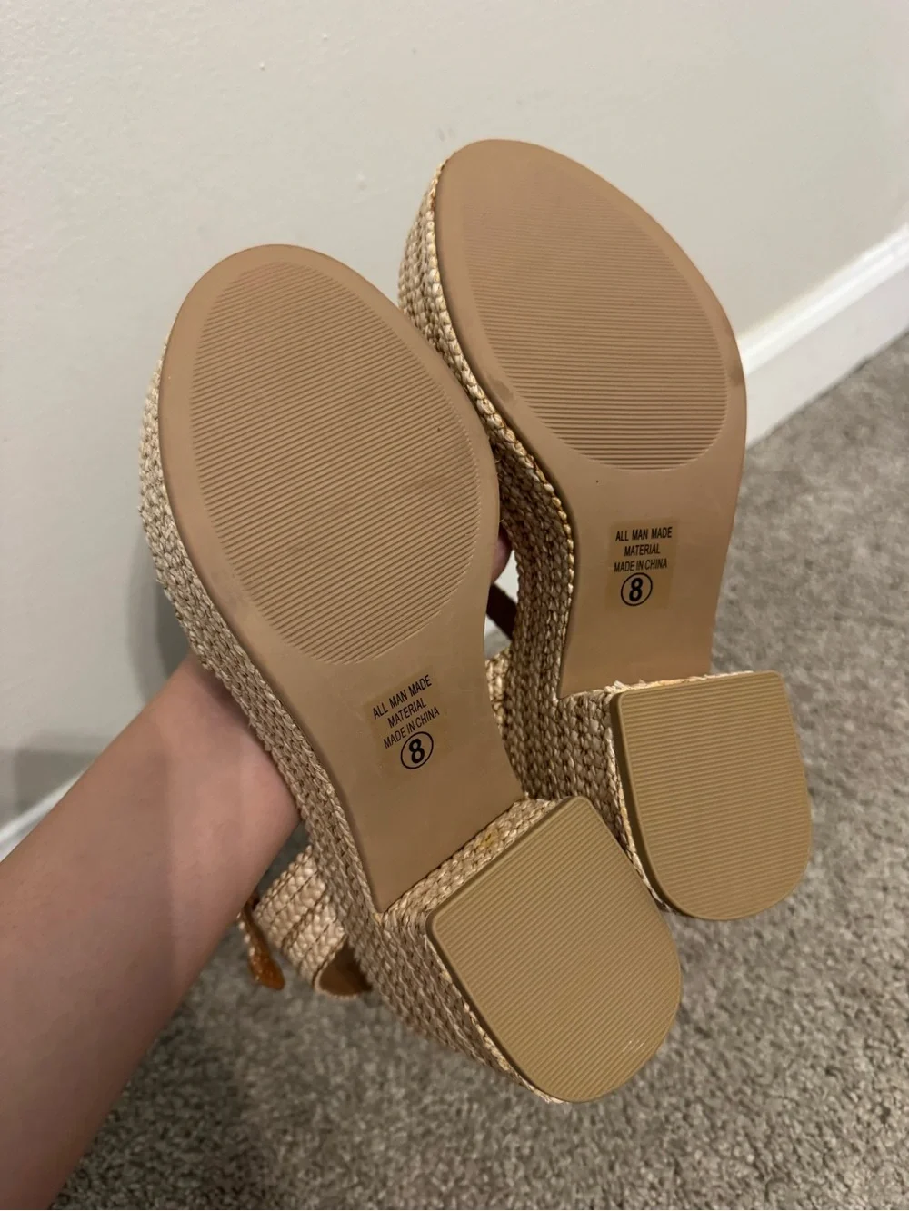Soda Castle open toe ankle strap wedge size 7